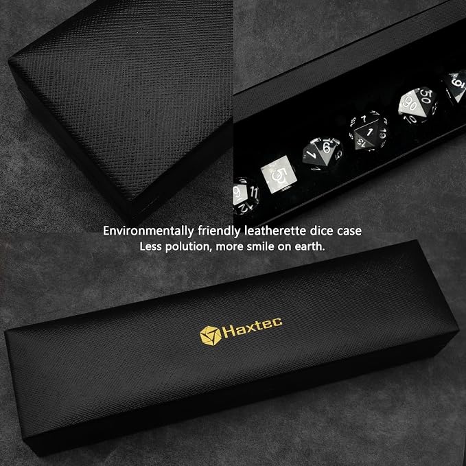 Haxtec Sharp Edge DND Dice Set Black Swirls Resin Dice - Image 3