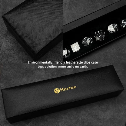 Haxtec Sharp Edge DND Dice Set Black Swirls Resin Dice - Image 3