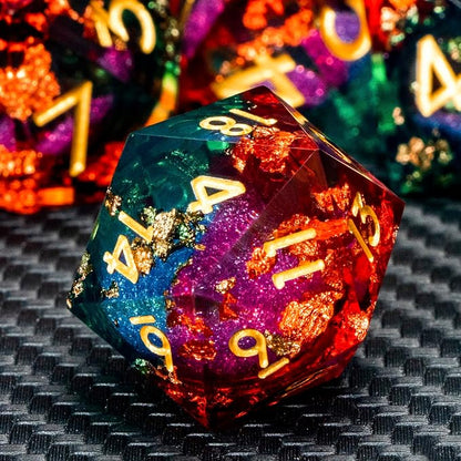 ARUOHHA Liquid Core DND Dice Set, RPG Golden Numbers Orange Green Dungeons - Image 3