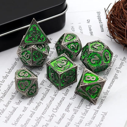 PJOY D&D Dice Set Metal DND Green Dice - Image 7