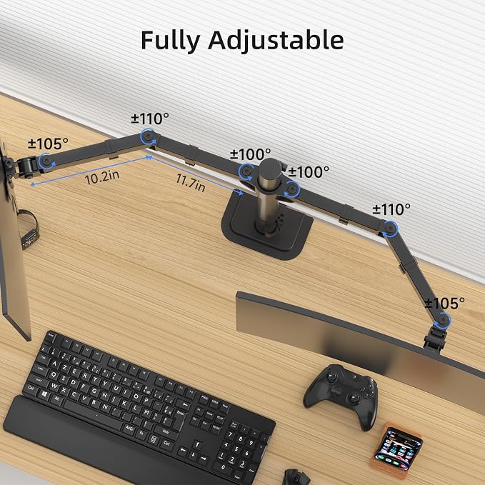 Suptek Dual Monitor Arm Desk Mount, Ultrawide Dual Monitor Arm - Image 6
