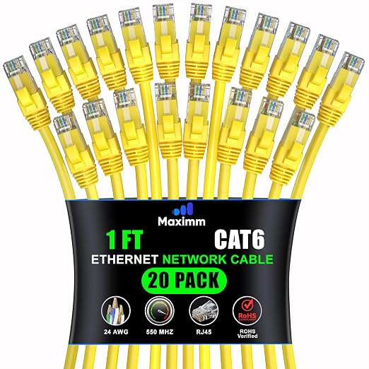 Maximm Cat 6 Ethernet Cable 1 ft by MaximmCable
