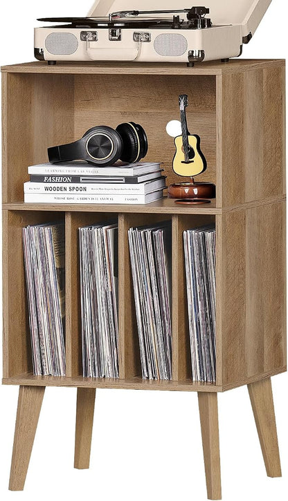 Lerliuo Record Player Stand, Oak Turntable Stand Holds up to 160 Albums by Lerliuo