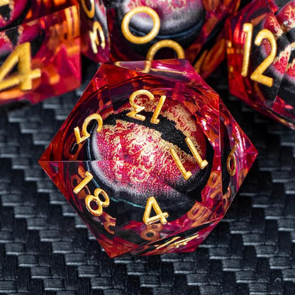 ARUOHHA DND Resin Dice Dragon Eye Dice Liquid Core Red Sharp Edged Dice Set by ARUOHHA