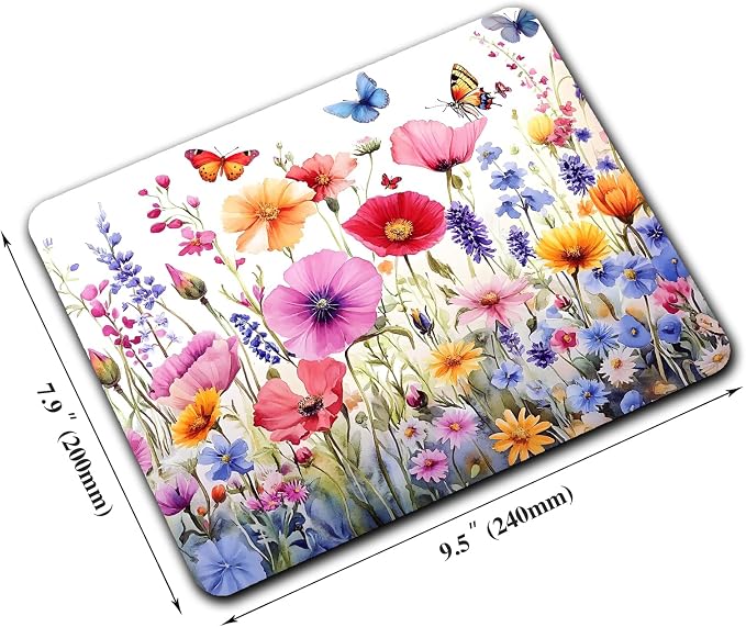 Colorful Wildflowers Floral Butterfly Custom Mouse Pad - Image 2