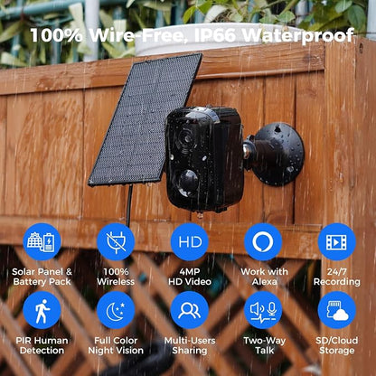 Hiseeu Security Cameras Wireless Outdoor, Solar Powered 3K 4MP Surveillance - Image 2
