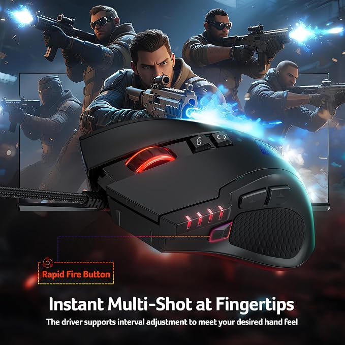 acer Wired Gaming Mouse, 800 DPI RGB Ergonomic Computer Mouse - Image 7