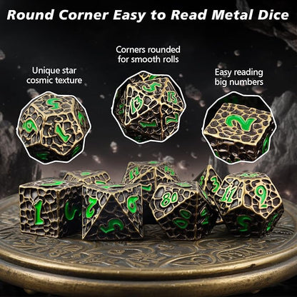 PJOY Metal Dice Set D&D for Dungeons and Dragons Green Metal Druid DND Dice - Image 5