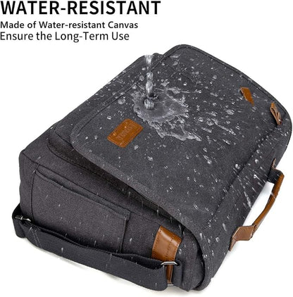 ESTARER Laptop Messenger Bag 17-17.3 Inch Water-resistant Canvas Shoulder Bag - Image 4