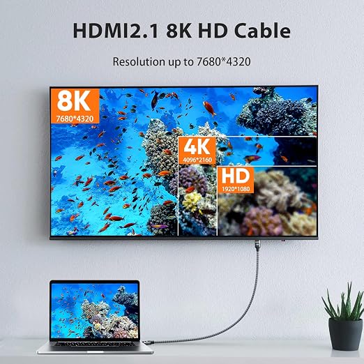 ARISKEEN 8K HDMI Cable 10 FT, 48Gbps High Speed HDMI 2.1 Cable, 8K 60Hz - Image 2