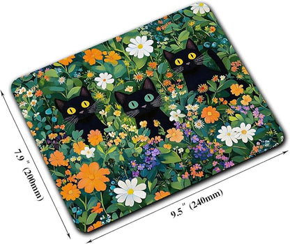 Cute Flowers Black Cats Mouse Pads - Image 2