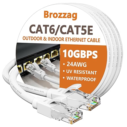 Ethernet Cable 15ft For Cat6/Cat5E, 10Gbps Compatible by Brozzag