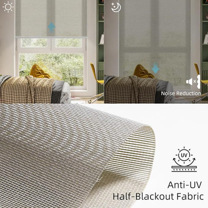 SmartWings Motorized Roller Shade, 50% Light Filtering Smart Window Blinds - Image 3