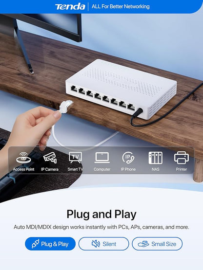 Tenda 8 Port 2.5G Ethernet Switch, Unmanaged Network Switch, 8 x 2.5 Gigabit - Image 4