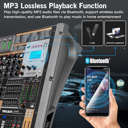 Digital Mixer 16 Channel, Sound Board Mixing Console, Dual DSP Reverb, Dual - Image 5