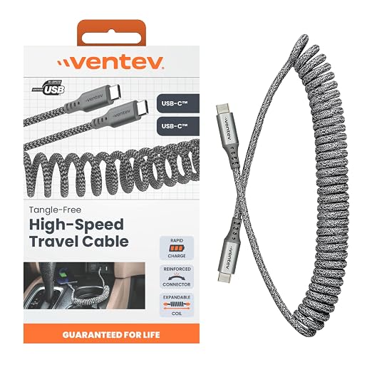 Ventev Helix 3ft Expandable USB C to USB C Cable | Fast Charging Cable - Image 2
