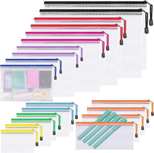 20pcs Mesh Zipper Pouch Bags, 9 Sizes Plastic Zipper Bags by Krvyrn