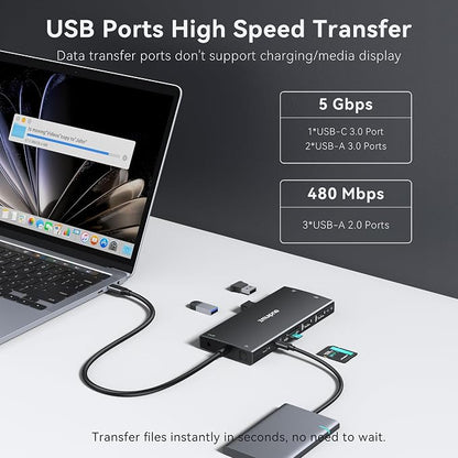 USB C Hub USB C Docking Station Dual Monitor 4K@60Hz+DP 8K@30Hz - Image 7