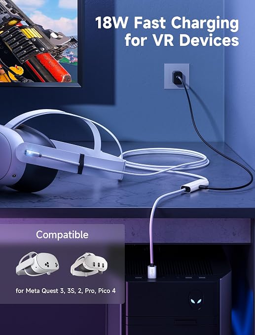 JSAUX Link Cable with 18W Charging 16ft, Compatible with Oculus Meta Quest 3S/ - Image 4