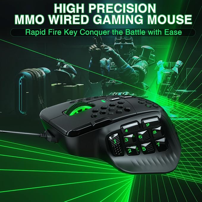 SOLAKAKA SM809 Wired MMO Gaming Mouse, - Image 5