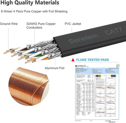 Cat 7 Ethernet Cable 100 ft High Speed 10Gbps 600MHz, Shielded Long Ethernet - Image 3