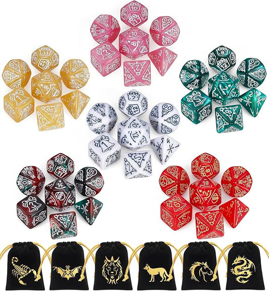 CiaraQ Polyhedral Dice Set, 6 Colors by CiaraQ