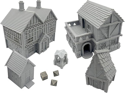 Paintable Tabletop Miniature Little Town Building Terrains Compatible - 18mm by HAUTICO