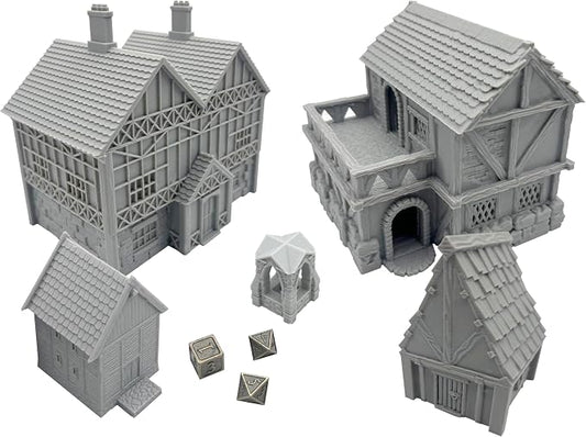 Paintable Tabletop Miniature Little Town Building Terrains Compatible - 18mm by HAUTICO