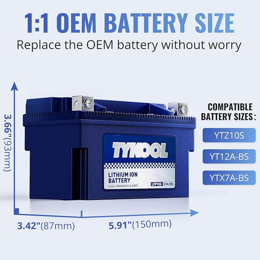 TYKOOL YTZ10S 12V 6Ah, 3X Cranking Amps, 5X Life, High Performance Lithium - Image 2