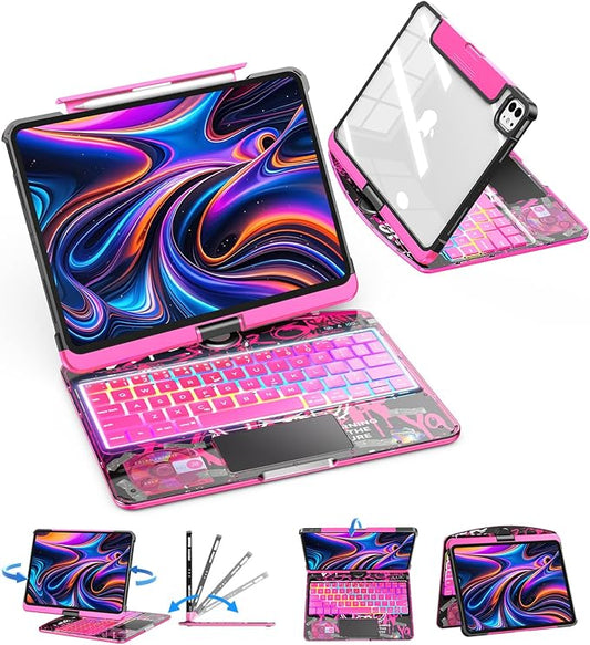 SIBEITU Keyboard Case for iPad Pro 13 Inch, 360 Rotatable iPad Pro 13 Clear by SIBEITU
