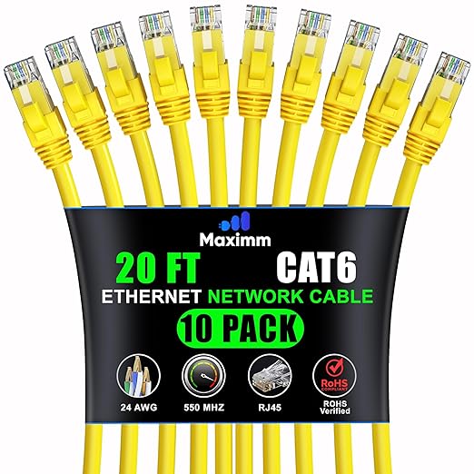 Maximm Cat 6 Ethernet Cable 20 ft by MaximmCable