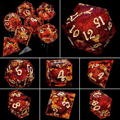 ARUOHHA Liquid Core DND Dice Set, RPG Golden Numbers Red Dungeons Polyhedral - Image 6