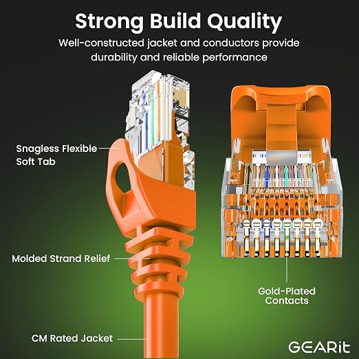 GEARit Cat 6 Ethernet Patch Cable 7 ft Orange - Image 2