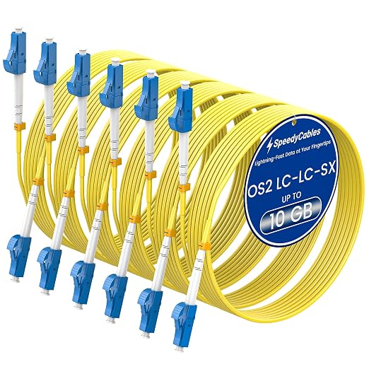 SpeedyCables- OS2 LC to LC Fiber Patch Cable 0.2m/7in 6-Pack, 1G/10Gb 9/125um by SpeedyCables