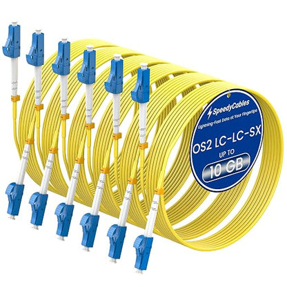 SpeedyCables- OS2 LC to LC Fiber Patch Cable 0.2m/7in 6-Pack, 1G/10Gb 9/125um by SpeedyCables