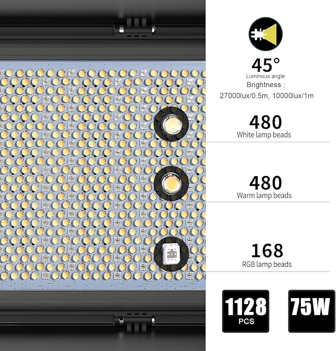 GVM 1500D RGB LED Video Light, 75W Video Lighting Kit - Image 9
