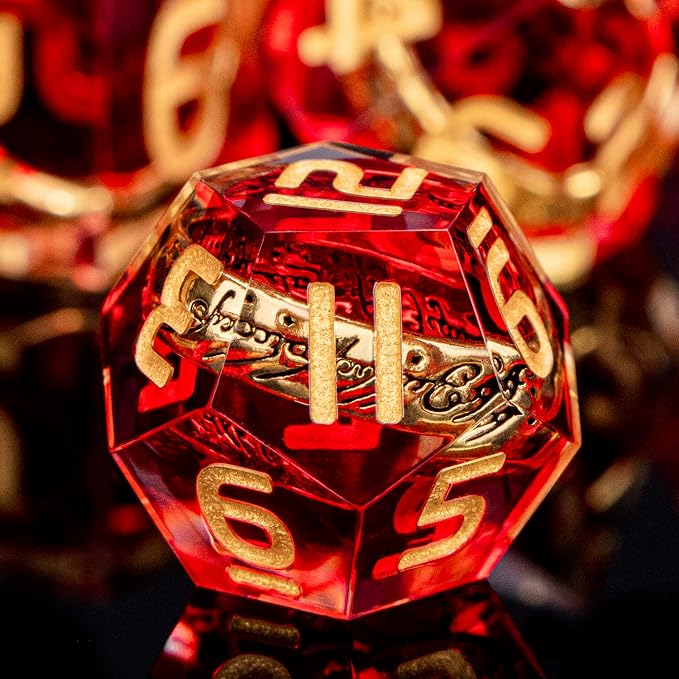 Magic Golden Ring DND Dice Set Sharp Edge Red Resin Dice - Image 5