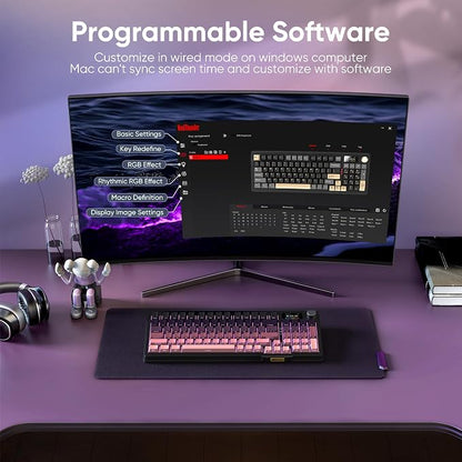 RedThunder K95 Wireless Mechanical Keyboard, TFT Screen & Knob, Trip-Modes - Image 8