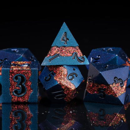 Large Stripe Metal Dice DND, Metallic Solid Crack Glittrer Dice Set - Image 2