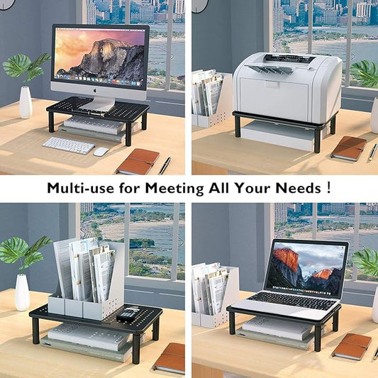 BONTEC 2 Pack 3 Height Adjustable Monitor Stand Riser - Image 2