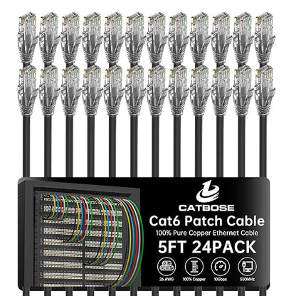 5 Feet Cat6 Patch Cables, Solid Pure Copper Patch Cord, Cat 6 Ethernet Cable by CatBose