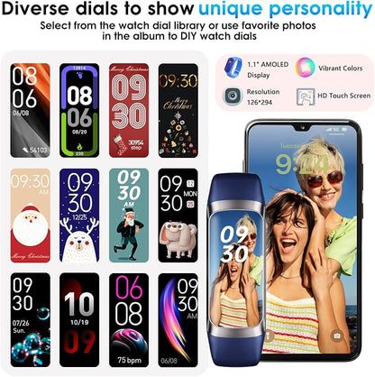 Fitness Tracker, 24/7 Heart Rate Blood Oxygen Blood Pressure Body Temp Monitor - Image 6
