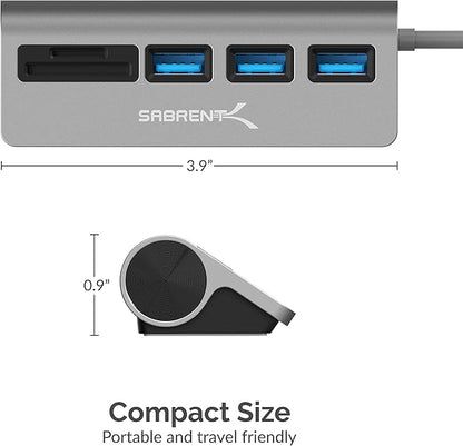 SABRENT USB-C 3.0 Hub, 5-in-1 USB SD Card Reader, SD & TF Dual Slot + 3 USB 3.0 - Image 4