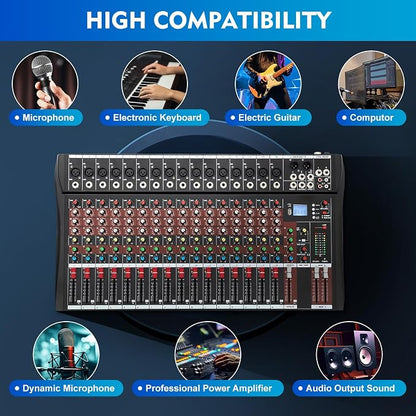 16 Channel Audio Mixer, Soundboard Mixing Console Sound Mixer DJ Sound - Image 4