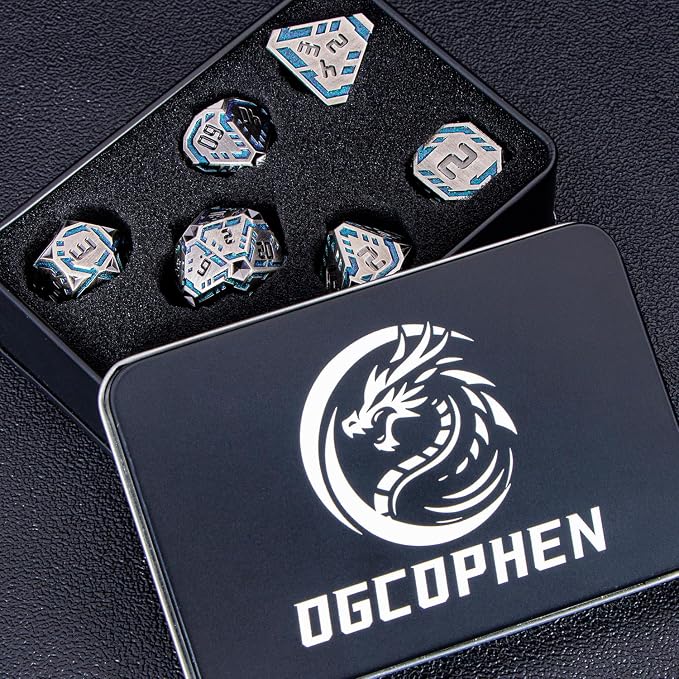 Metal DND Sci-fi Dice Set 7PCS Stripe Polyhedral Dice - Image 7