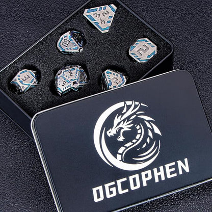 Metal DND Sci-fi Dice Set 7PCS Stripe Polyhedral Dice - Image 7