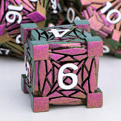 7PCS Metal DND Dice Set with Box, Debris RPG Red D and D Dice - Image 3