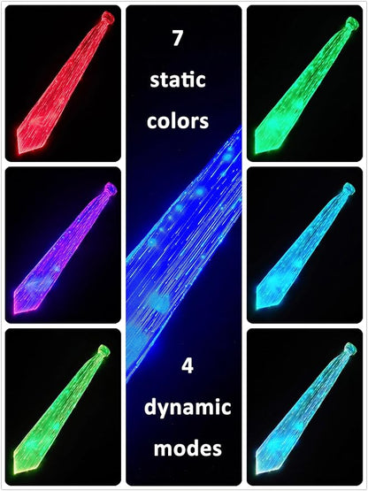 LED Neck Ties for Men Party Fiber Optic Light Up Necktie Bar Rave Funny Glow - Image 2