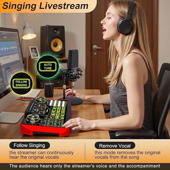 Podcast equipment bundle with live sound card audio mixer, podcast equipment - Image 4