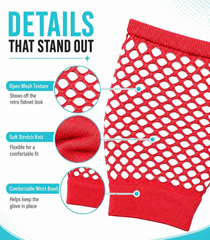 Seeksmile Women's Girls 80's Theme Party Emo Fingerless Arm Fishnet Gloves - Image 5